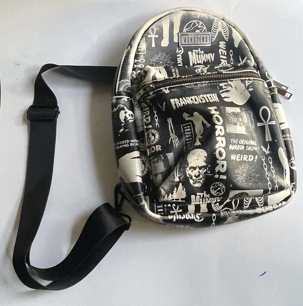 Universal Monsters Black and White Horror Monsters All-Over Print Crossbody Slin